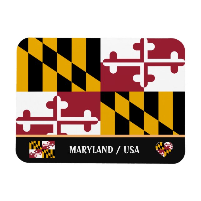 Maryland Flag & Maryland Staat/travel America Magnet (Horizontal)