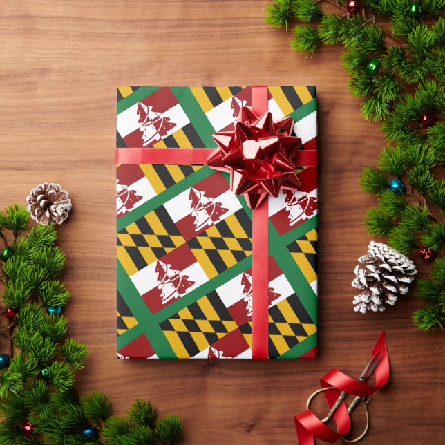 Maryland Flag Merryland Christmas   Geschenkpapier (Feiertagsgeschenk)