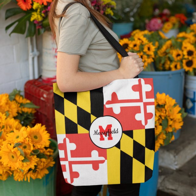 Maryland Flag Mit Monogramm Tote Bag Tasche (Von Creator hochgeladen)