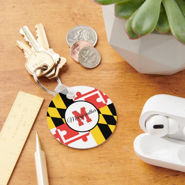 Maryland Flag Monogram Personalisierter Schlüssela Schlüsselanhänger (Schreibtisch)