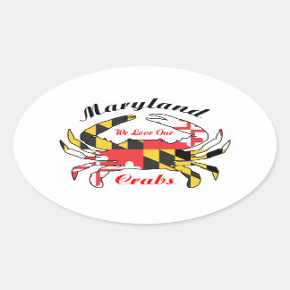 Maryland-Flagge Blaue Krabbenkraut Ovaler Aufkleber
