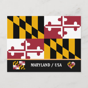 Maryland-Flagge & Maryland Bundesstaat USA /Amerik Postkarte