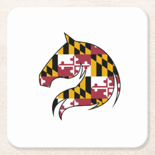Maryland-Flagge Pferdekopf-Papier-Spiele Rechteckiger Pappuntersetzer