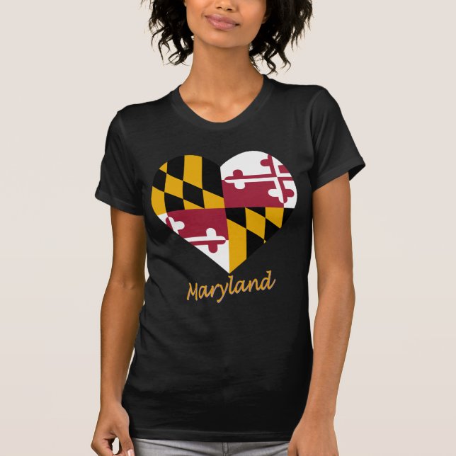 Maryland-Flaggen-Herz T-Shirt (Vorderseite)