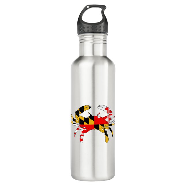 Maryland-Flaggen-Krabbe Edelstahlflasche (Vorderseite)