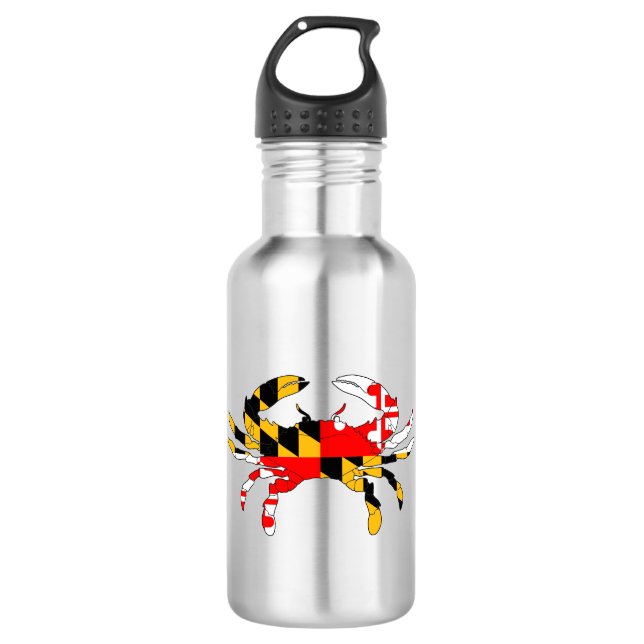 Maryland-Flaggen-Krabbe Edelstahlflasche (Vorderseite)