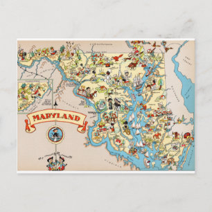 Maryland Funny Vintag Map Postkarte