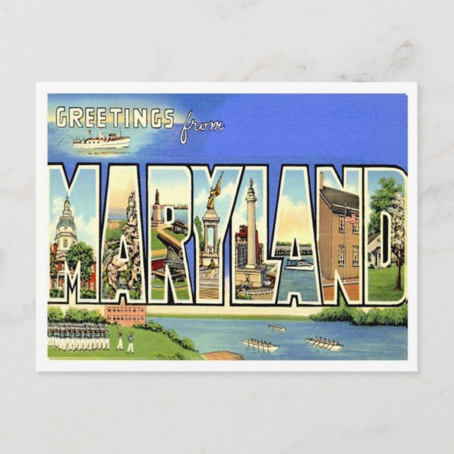 Maryland Greetings from US Staaten Postkarte (Vorderseite)