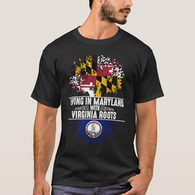 Maryland Home Virginia Roots State Tree Flag Love T-Shirt (Vorderseite)