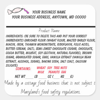 Maryland Hütte Law Label für Zuhause-Lebensmittelg Quadratischer Aufkleber