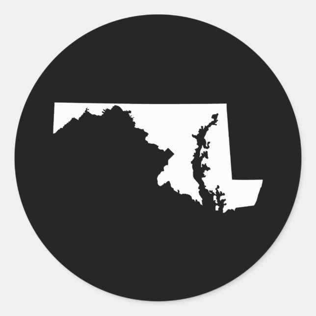 Maryland in Weiß und Schwarz Runder Aufkleber (Vorderseite)