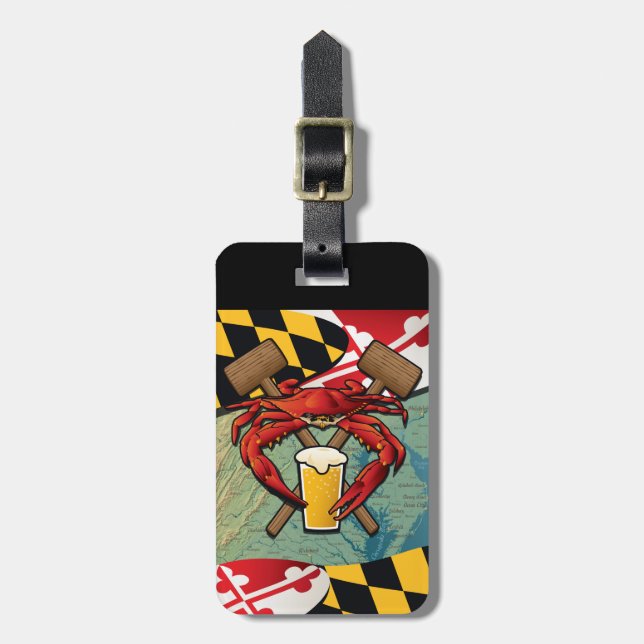 Maryland-Krabben-Fest-Wappen Gepäckanhänger (Vorderseite vertikal)