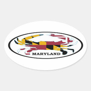 Maryland-Krabben-Flaggen-ovales Abziehbild (Set Ovaler Aufkleber