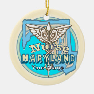 Maryland Krankenschwester Caduceus Keramik Ornament
