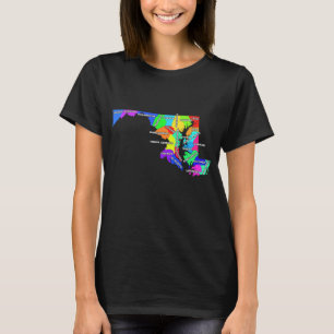 Maryland Landkreis Map US-Grenzen Hauptstadt T-Shirt