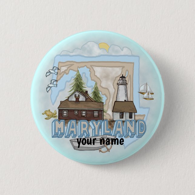 Maryland Leuchtturm Pin-Button Button (Vorderseite)
