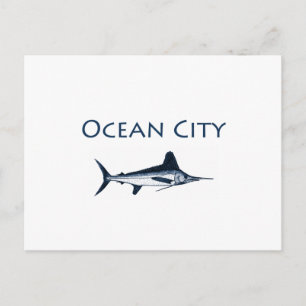 Maryland-Logo von Ocean City (weißes Marlin) Postkarte