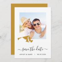 Maryland Map Foto Wedding Save the Date Card