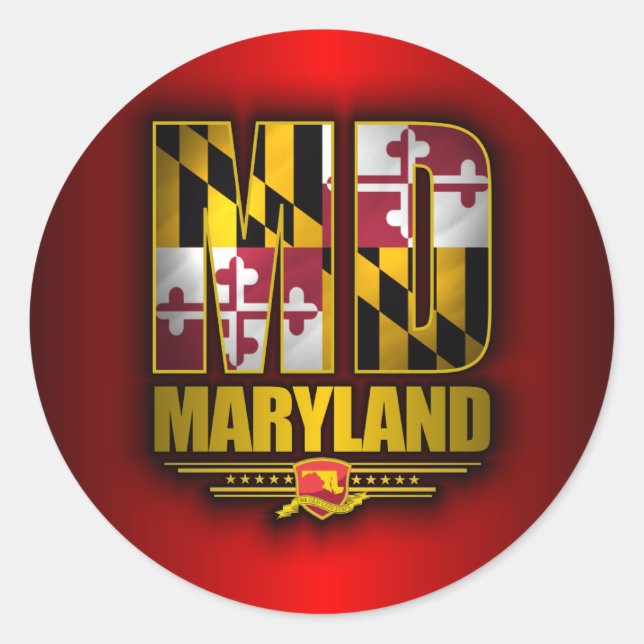 Maryland (MD) Runder Aufkleber (Vorderseite)