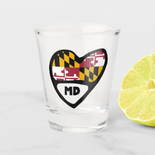 Maryland, MD Staatsflagge im Herzen, Shotglas Schnapsglas