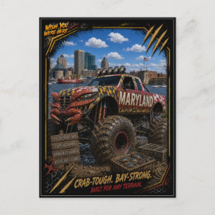 Maryland Monster Truck Gelände Kunst Postkarte