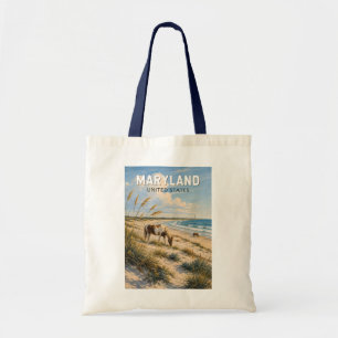 Maryland Pferd Illustration Reise Kunst Vintage Tragetasche