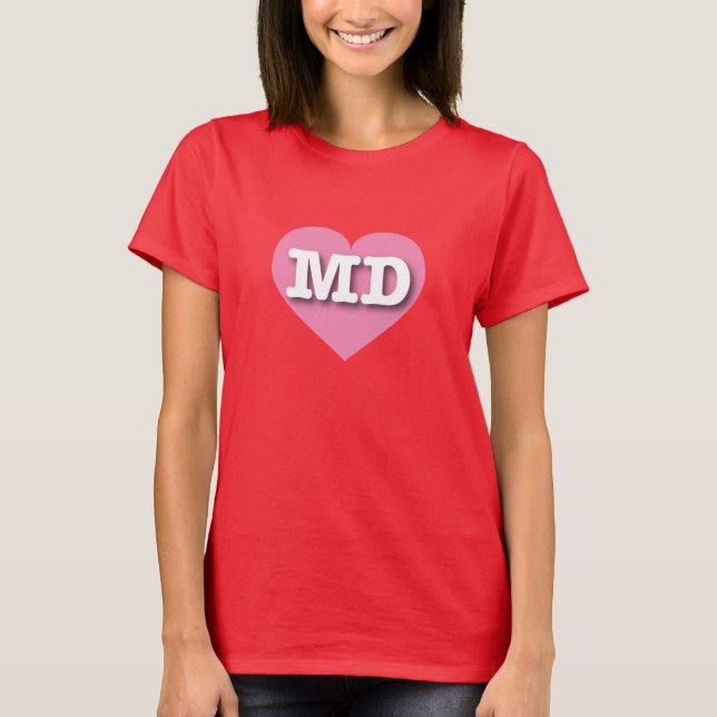 Maryland Pink Heart - I Liebe MD T-Shirt (Vorderseite)