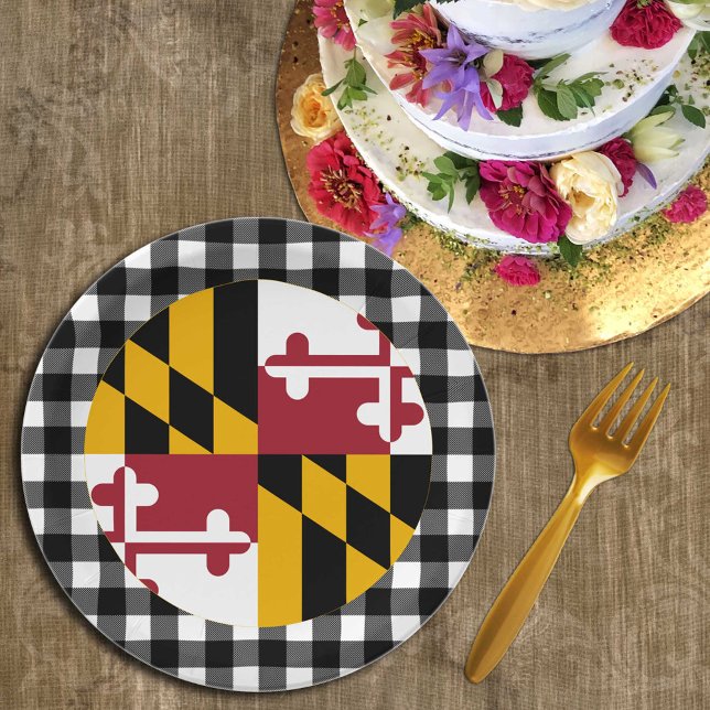 Maryland Plate, Buffalo kariert USA & Maryland Fla Pappteller (Von Creator hochgeladen)