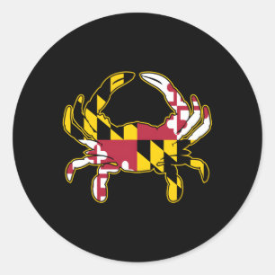 Maryland Pride Flag Crab mit den Farben für MD-Fla Runder Aufkleber