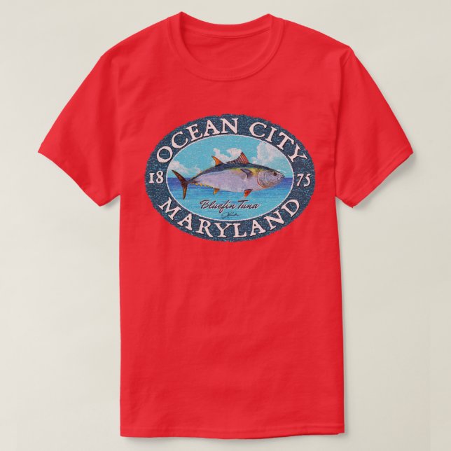 Maryland-Roter Thun im Ozean T-Shirt (Design vorne)