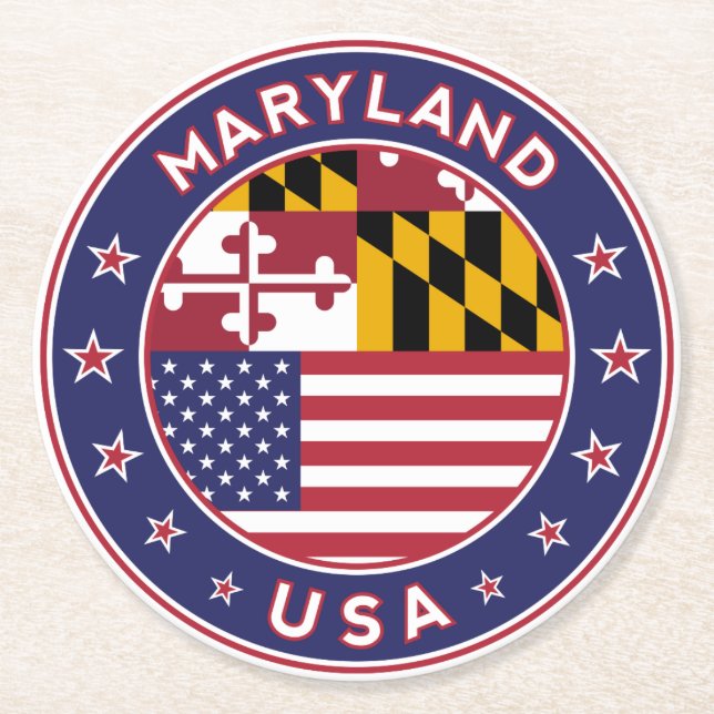 Maryland Runder Pappuntersetzer (Vorderseite)