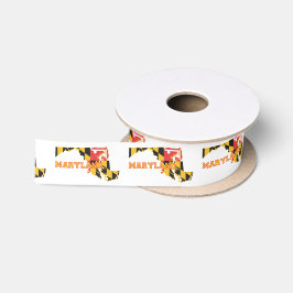 Maryland Shaped Marylander Old Line State Flag Satinband