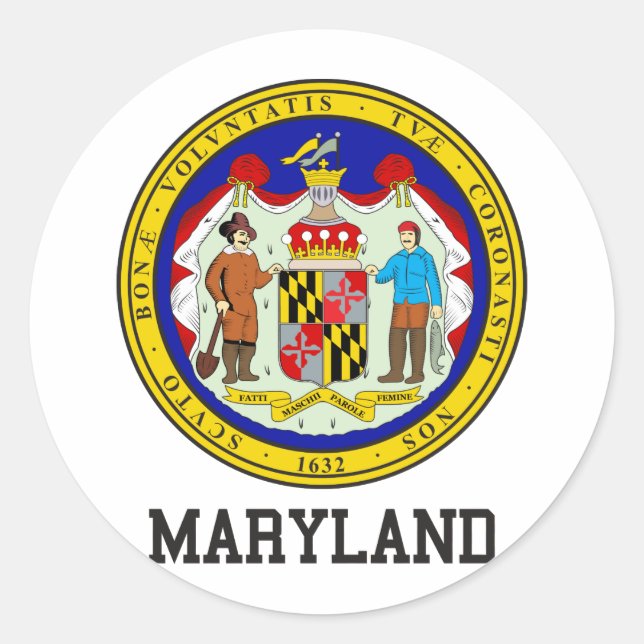 Maryland Siegel Runder Aufkleber (Vorderseite)
