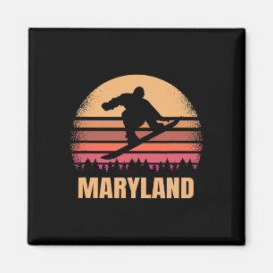 Maryland Snowboarden Vintage Md Snow Boarder Retro Magnet