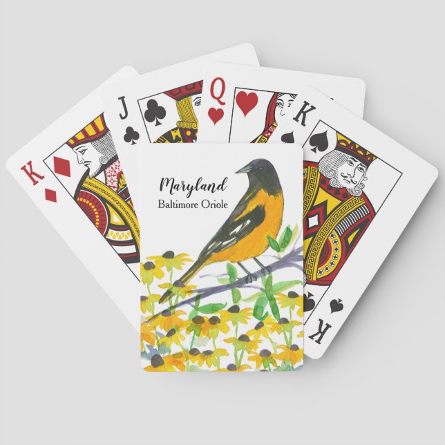Maryland Souvenir Baltimore Oriole Bird Spielkarten (Rückseite)