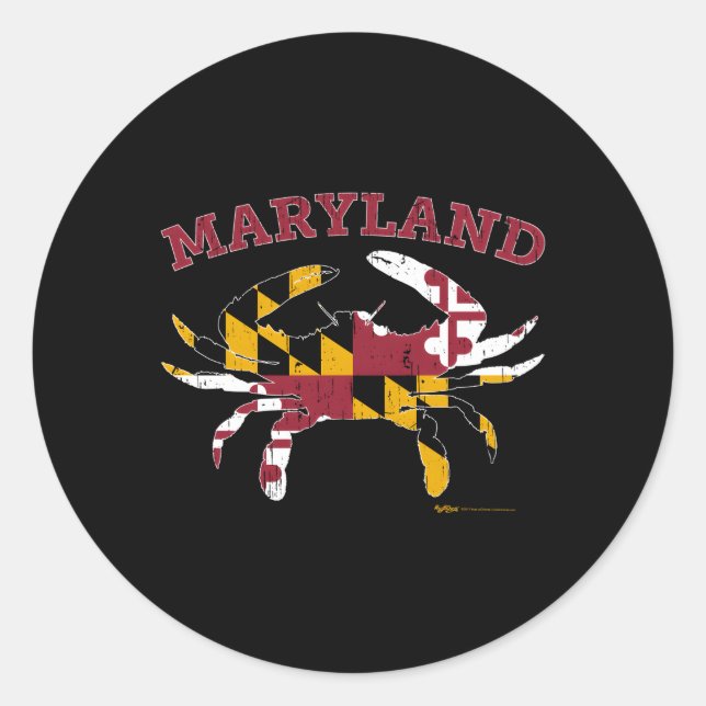 Maryland Staat Blue Crab Flag Runder Aufkleber (Vorderseite)