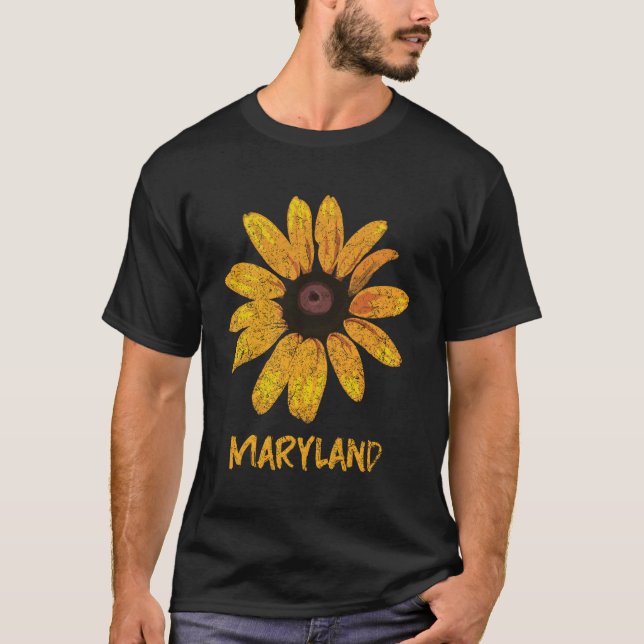 Maryland Staat Blume Black Mit Augen Susan T-Shirt (Vorderseite)