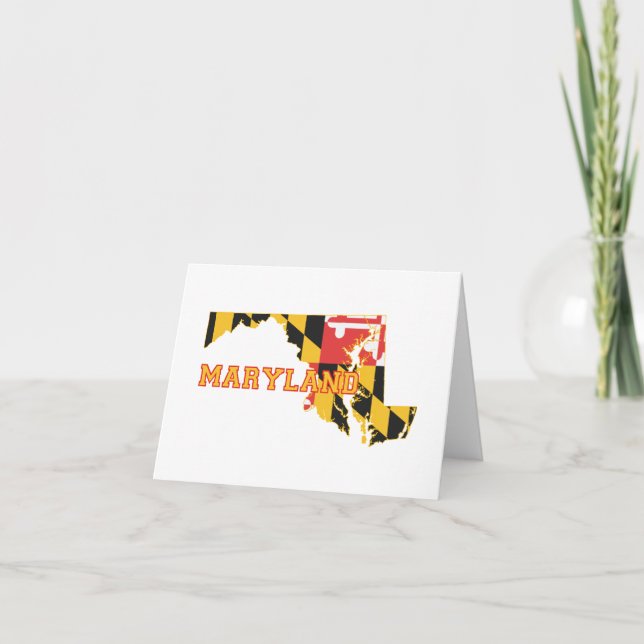 Maryland-Staat Flagge und Karten-Form-Anmerkung Karte (Vorderseite)