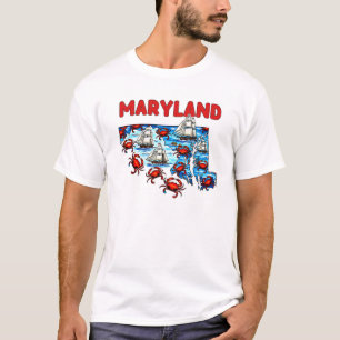 Maryland Staat Kontur Tattoo Style T-Shirt