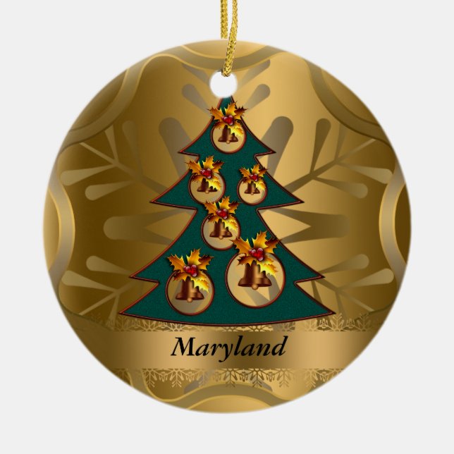 Maryland Staat Weihnachtsdekoration Keramikornament (Vorne)