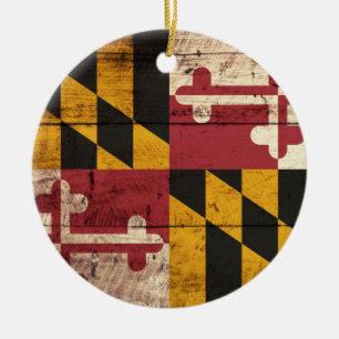 Maryland-Staats-Flagge auf altem hölzernem Korn Keramik Ornament