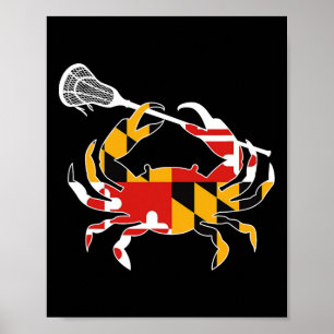 Maryland State Flag Crab Lacrosse Complete Stick B Poster