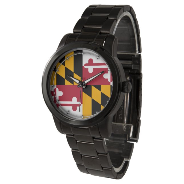 Maryland State Flag Design Armbanduhr (Schrägansicht)