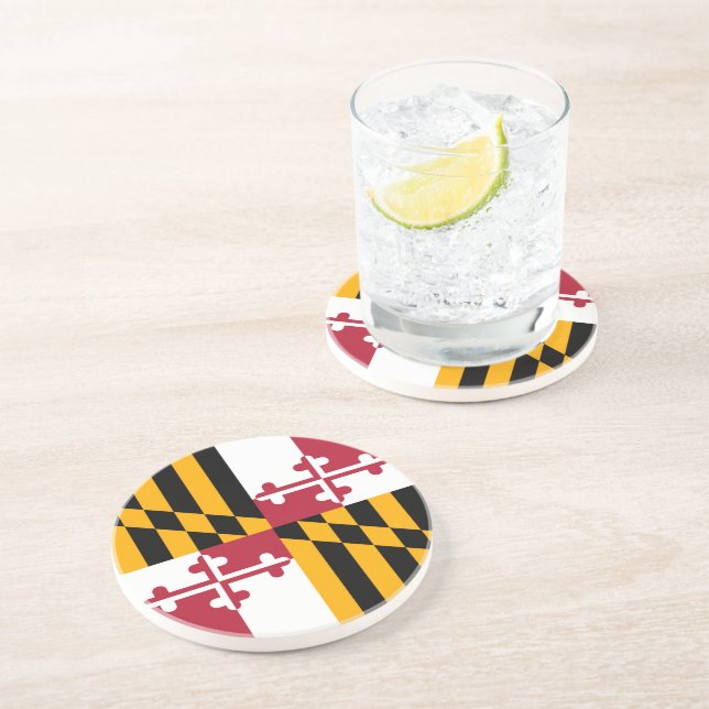 Maryland State Flag Stilvolle Grafik Sandstein Untersetzer (Seite)