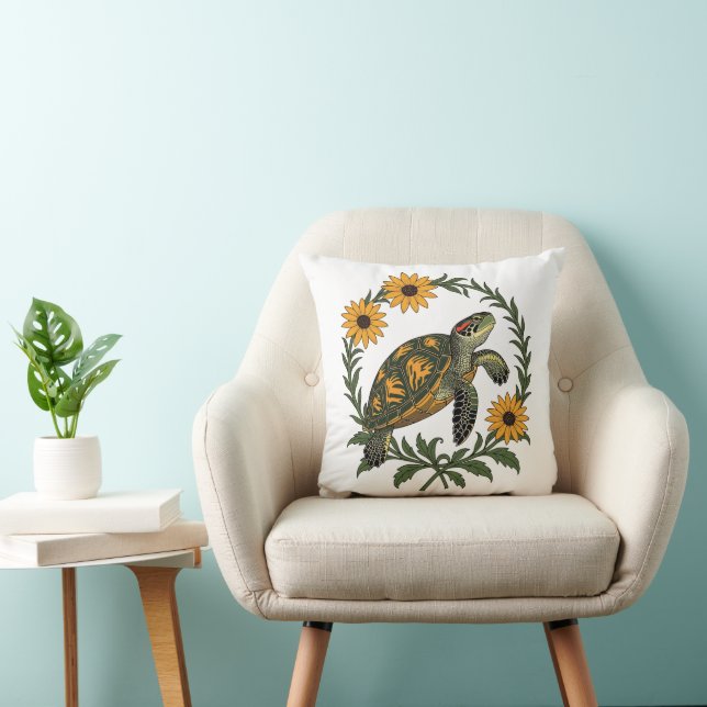 Maryland Terrapin And Black Eyed Susan Flowers Kissen (Stuhl )