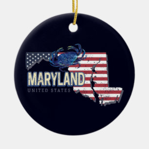 Maryland United Staaten Retro Staat Map Vintag USA Keramik Ornament