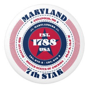 Maryland US Staat Red White Blue Typografy Keramikknauf