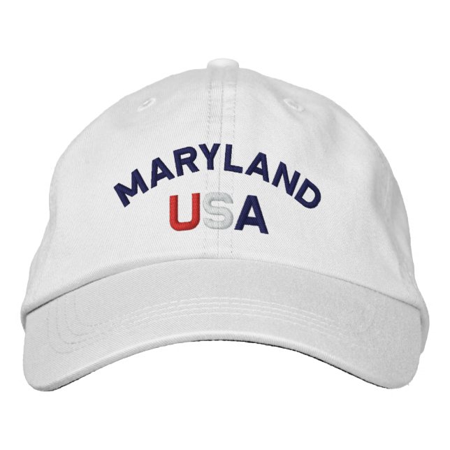Maryland USA bestickter Weißhut Bestickte Baseballkappe (Vorderseite)