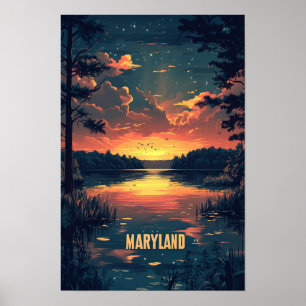 Maryland USA Kunst Vintage-Illustration Reise Poster