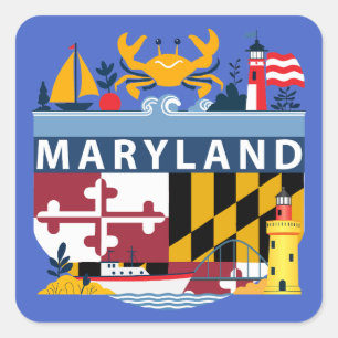 Maryland, USA Quadratischer Aufkleber